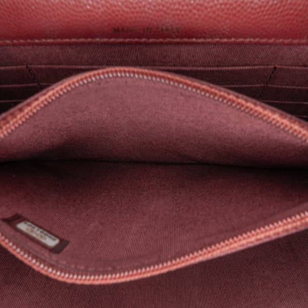 Pre-owned Chanel Quilted Caviar Square Wallet on Chain Red
