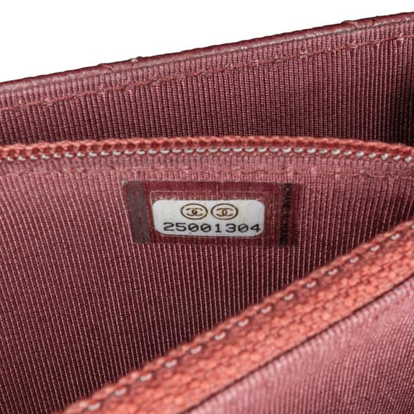 Pre-owned Chanel Quilted Caviar Square Wallet on Chain Red