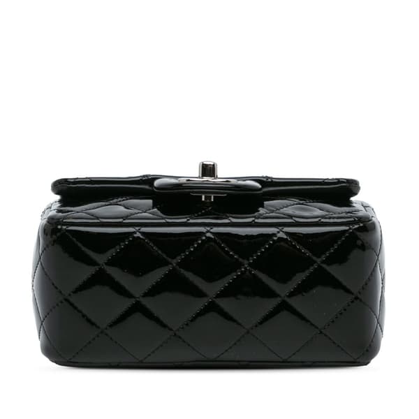 Pre-owned Chanel Mini Square Classic Patent Single Flap Black