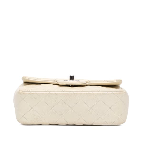 Pre-owned Chanel Mini Rectangular Classic Caviar Single Flap White