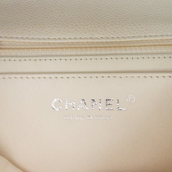Pre-owned Chanel Mini Rectangular Classic Caviar Single Flap White
