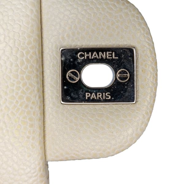 Pre-owned Chanel Mini Rectangular Classic Caviar Single Flap White