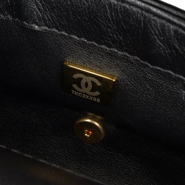 Pre-owned Chanel Mini Rectangular Quilted Lambskin Heart Charms Flap Black