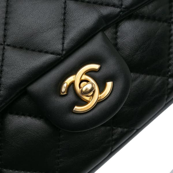 Pre-owned Chanel Mini Rectangular Quilted Lambskin Heart Charms Flap Black