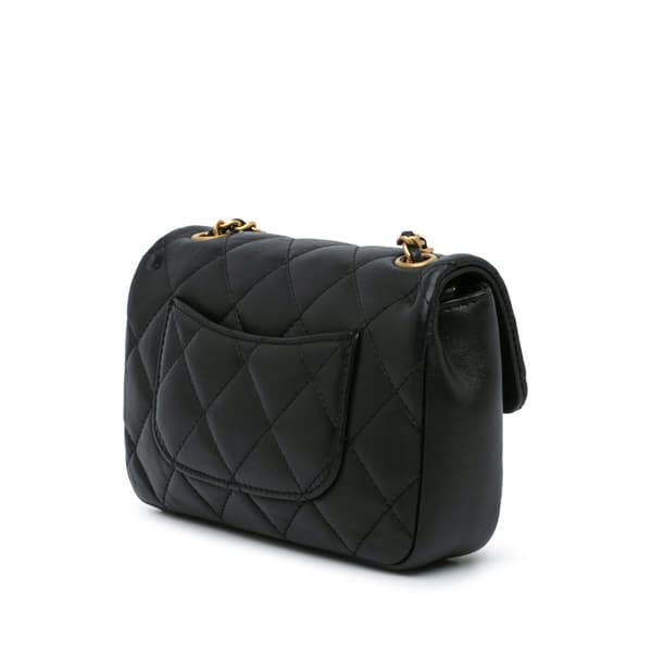 Pre-owned Chanel Mini Rectangular Quilted Lambskin Heart Charms Flap Black