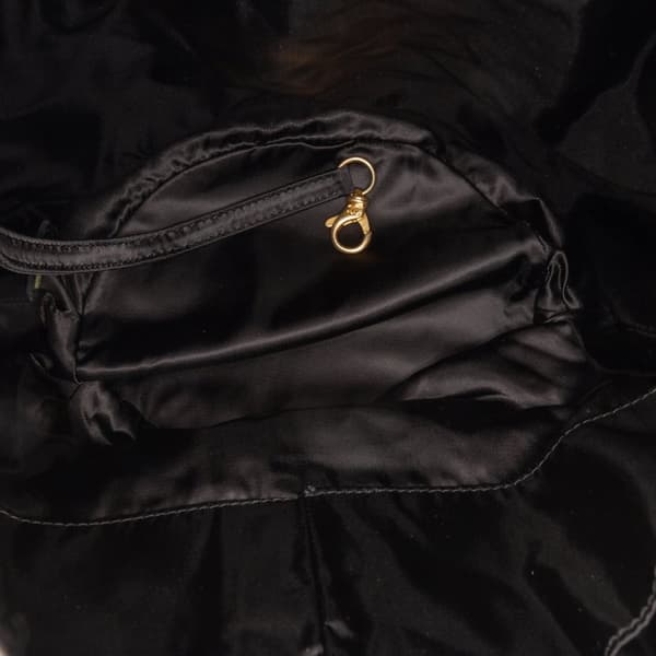 Pre-owned Chanel Quilted Nylon Crystal CC Drawstring Sling Bag Black