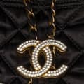 Pikkukuva 10 / 10: Pre-owned Chanel Quilted Nylon Crystal CC Drawstring Sling Bag Black