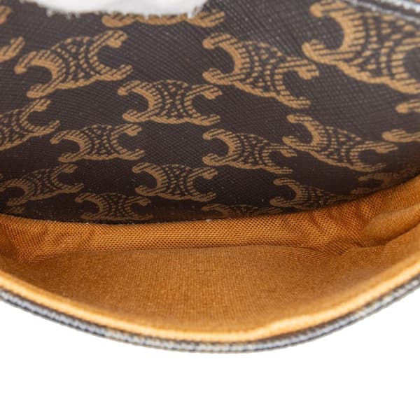Pre-owned Celine Medium Triomphe Coated Canvas Folco Crossbody Brown