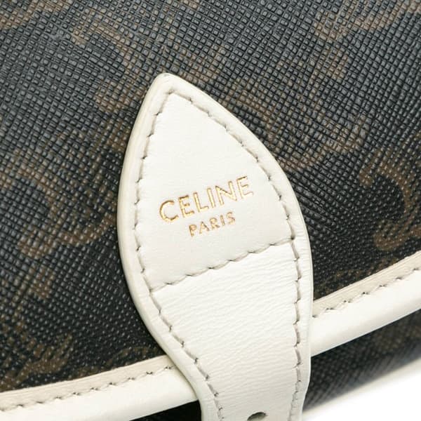 Pre-owned Celine Medium Triomphe Coated Canvas Folco Crossbody Brown
