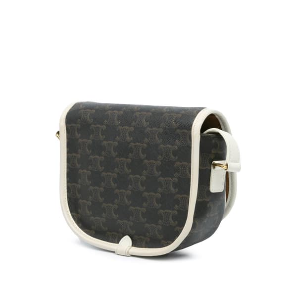 Pre-owned Celine Medium Triomphe Coated Canvas Folco Crossbody Brown