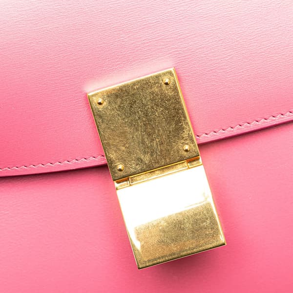 Pre-owned Celine Medium Calfskin Classic Box Pink