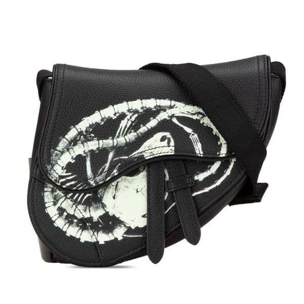 Pre-owned Dior Cactus Jack Mini Leather Saddle Crossbody Black