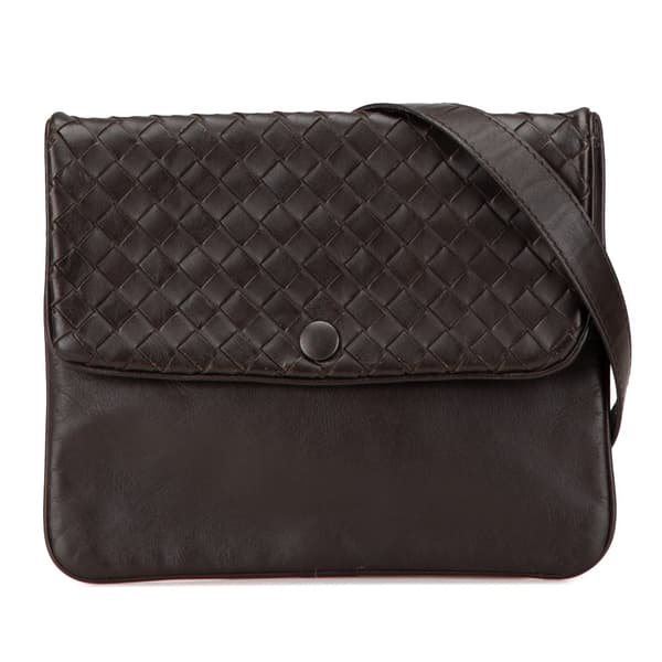 Pre-owned Bottega Veneta Leather Intrecciato Crossbody Brown