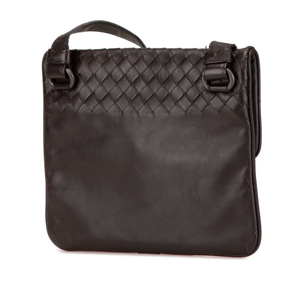 Pre-owned Bottega Veneta Leather Intrecciato Crossbody Brown