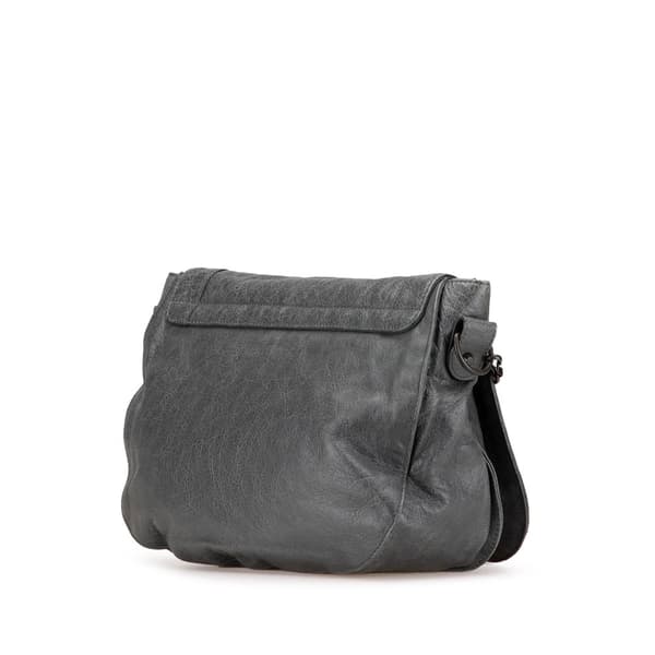 Pre-owned Balenciaga Lambskin Motocross Classic Neo Folk Messenger Bag Gray