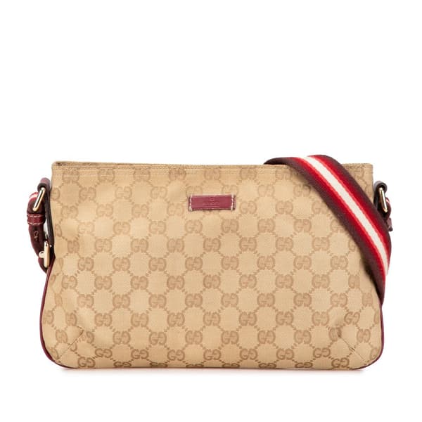 Pre-owned Gucci GG Canvas Web Crossbody Brown