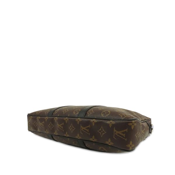 Pre-owned Louis Vuitton Monogram Macassar Porte Documents Voyage Brown