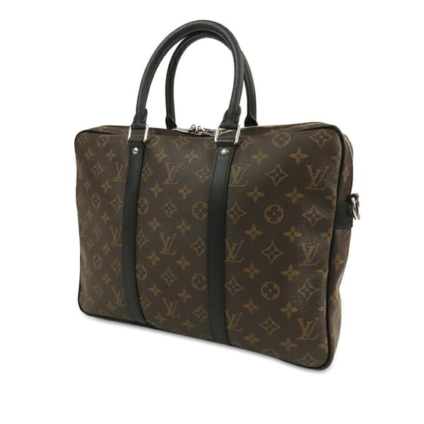 Pre-owned Louis Vuitton Monogram Macassar Porte Documents Voyage Brown