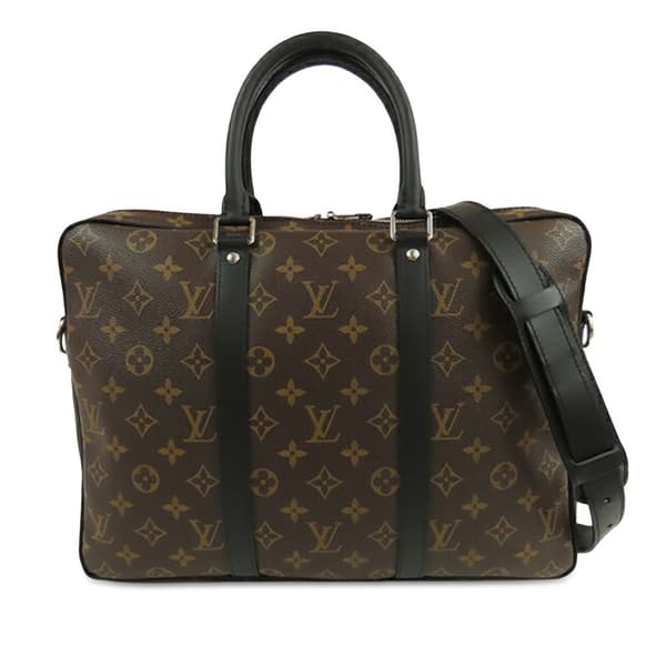 Pre-owned Louis Vuitton Monogram Macassar Porte Documents Voyage Brown