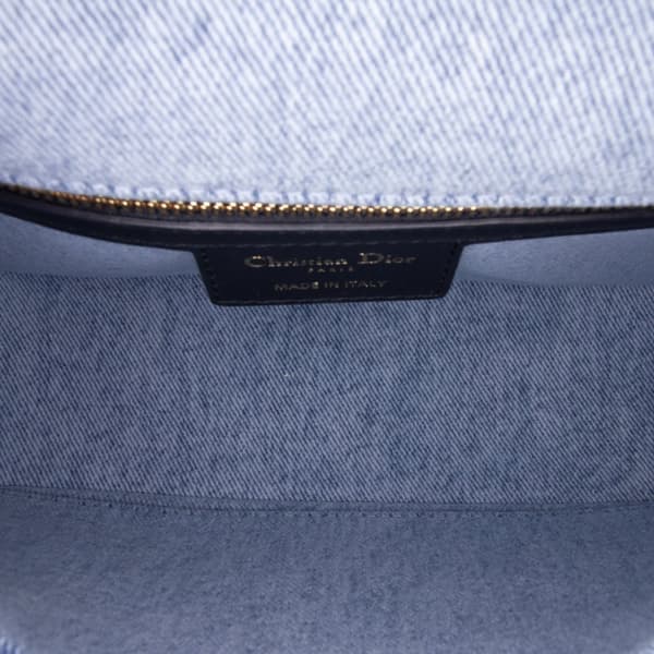 Pre-owned Dior Medium Denim Macrocannage Caro Bag Blue