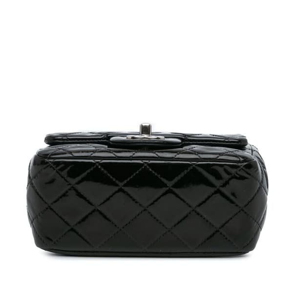 Pre-owned Chanel Mini Square Classic Patent Single Flap Black