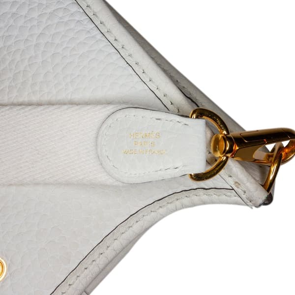 Pre-owned Hermès Clemence Evelyne TPM White