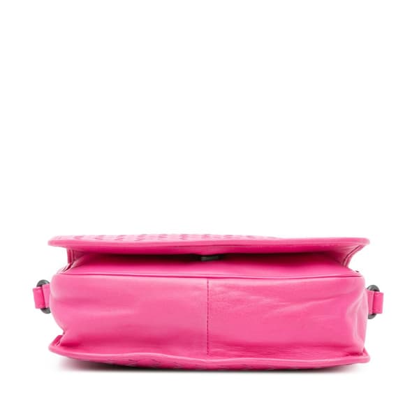 Pre-owned Bottega Veneta Nappa Intrecciato Flap Crossbody Pink