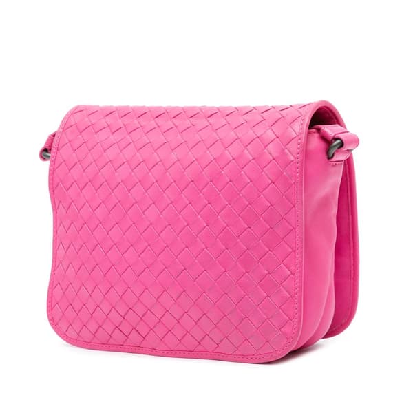 Pre-owned Bottega Veneta Nappa Intrecciato Flap Crossbody Pink