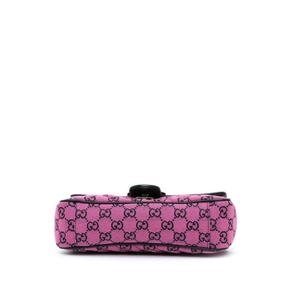 Pre-owned Gucci Small GG Marmont Matelasse Canvas Flap Crossbody Pink