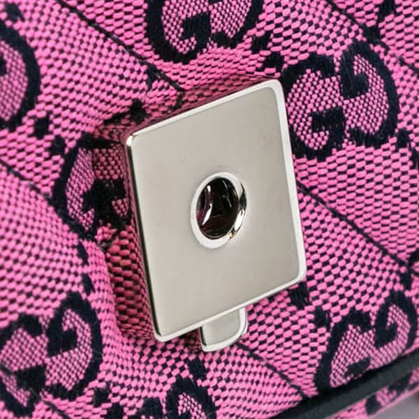 Pre-owned Gucci Small GG Marmont Matelasse Canvas Flap Crossbody Pink