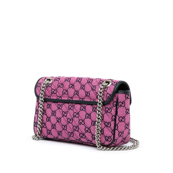 Pre-owned Gucci Small GG Marmont Matelasse Canvas Flap Crossbody Pink