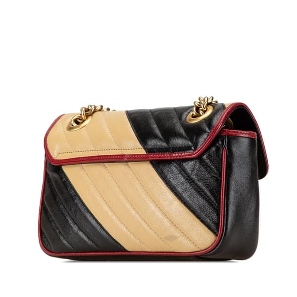 Pre-owned Gucci Mini GG Marmont Matelasse Leather Torchon Flap Crossbody Brown