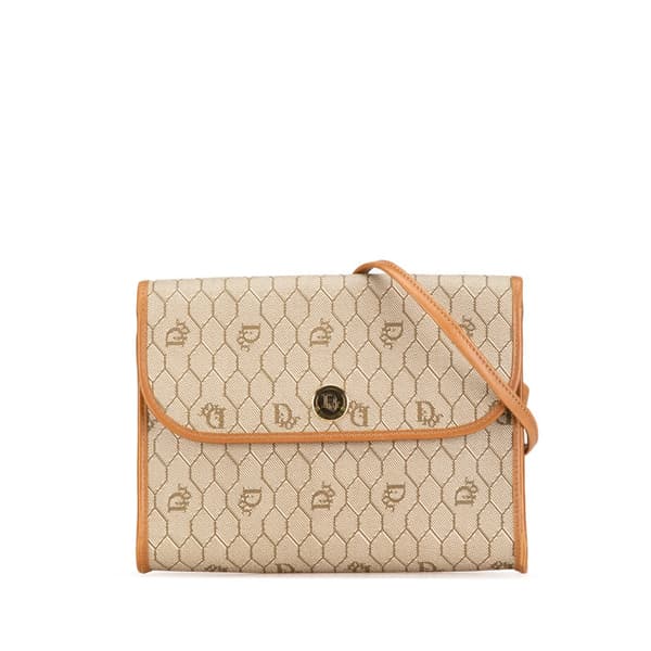 Pre-owned Dior Honeycomb Coated Canvas Crossbody Brown