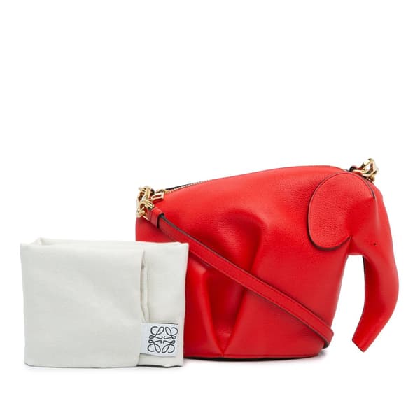 Pre-owned LOEWE Mini Leather Elephant Crossbody Red