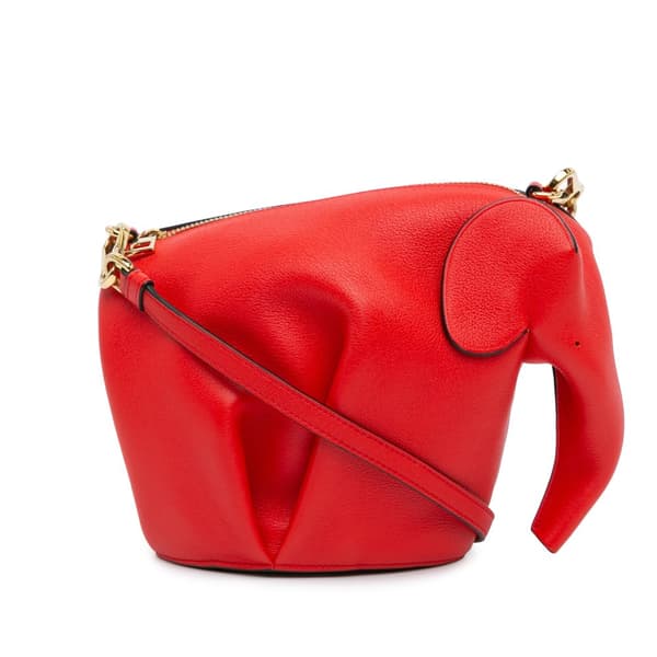 Pre-owned LOEWE Mini Leather Elephant Crossbody Red