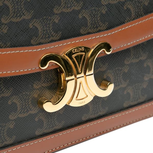 Pre-owned Celine Classique Coated Canvas Triomphe Crossbody Brown