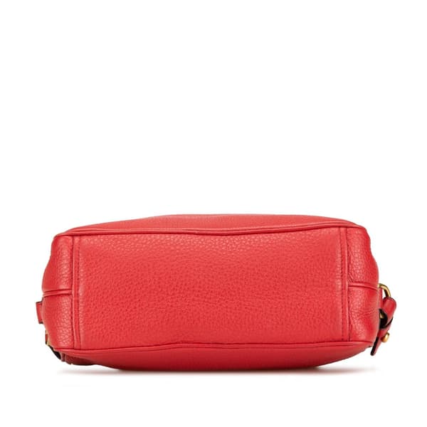 Pre-owned Prada Vitello Phenix Double Zip Camera Bag Red