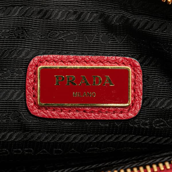 Pre-owned Prada Vitello Phenix Double Zip Camera Bag Red