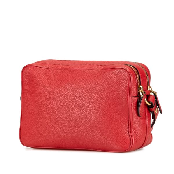 Pre-owned Prada Vitello Phenix Double Zip Camera Bag Red