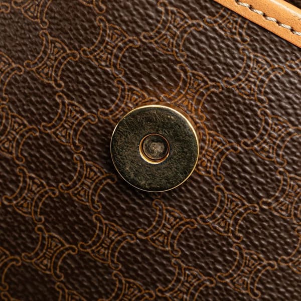 Pre-owned Celine Macadam Coated Canvas Crossbody Brown