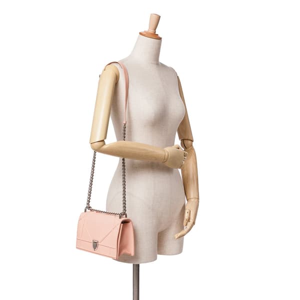 Pre-owned Dior Small Grained Leather Diorama Flap Pink