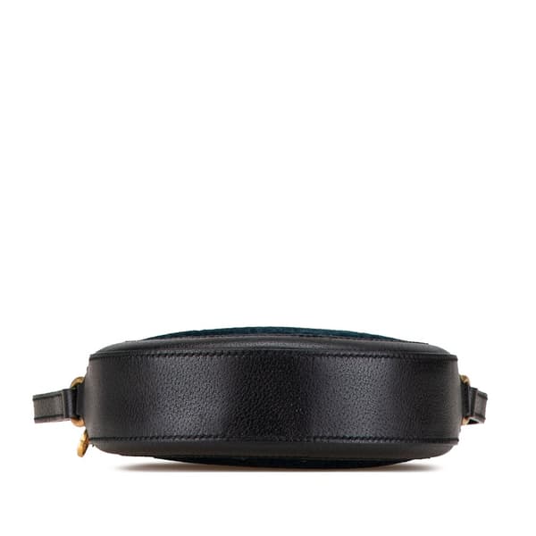 Pre-owned Gucci GG Velvet Ophidia Round Crossbody Blue