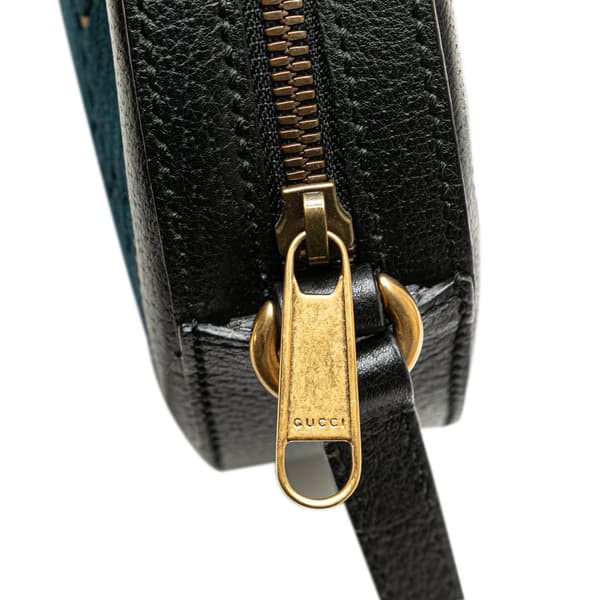 Pre-owned Gucci GG Velvet Ophidia Round Crossbody Blue