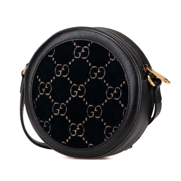 Pre-owned Gucci GG Velvet Ophidia Round Crossbody Blue