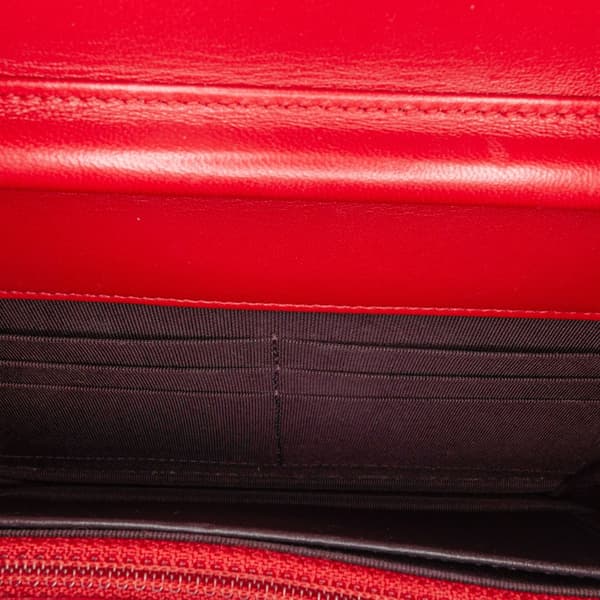 Pre-owned Chanel Lambskin Elegant CC Wallet On Chain Red