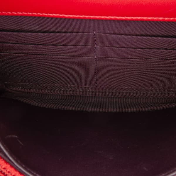 Pre-owned Chanel Lambskin Elegant CC Wallet On Chain Red