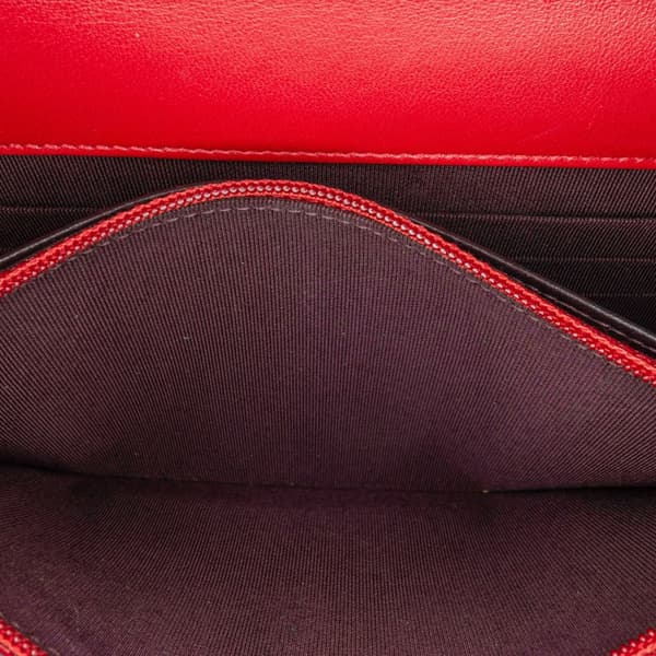 Pre-owned Chanel Lambskin Elegant CC Wallet On Chain Red