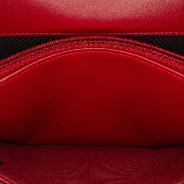 Pre-owned Chanel Lambskin Elegant CC Wallet On Chain Red