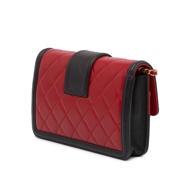 Pre-owned Chanel Lambskin Elegant CC Wallet On Chain Red