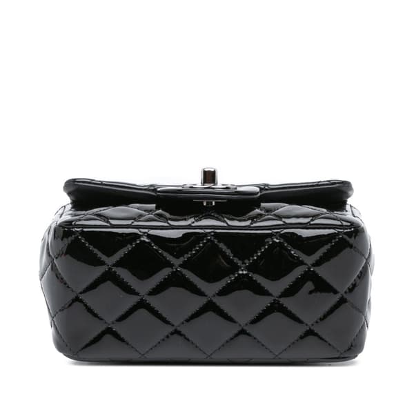 Pre-owned Chanel Mini Square Classic Patent Single Flap Black